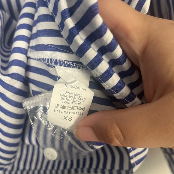 Pomander Place Tuckernuck Nautical Striped blouse size XS Cotton blue/white - Picture 4 of 6